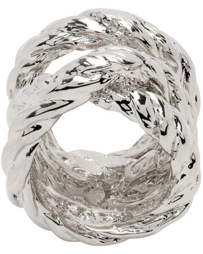 MM6 by Maison Martin Margiela Silver Yarn Ring - Grey