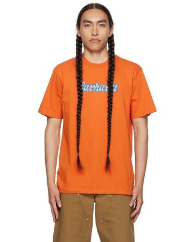 Carhartt Orange Liquid Script T-shirt