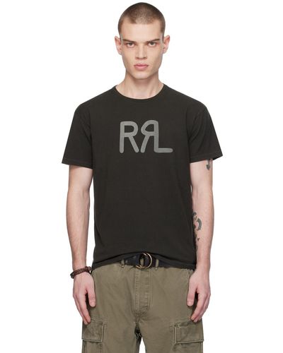 RRL T-shirt noir à logo modifié imprimé