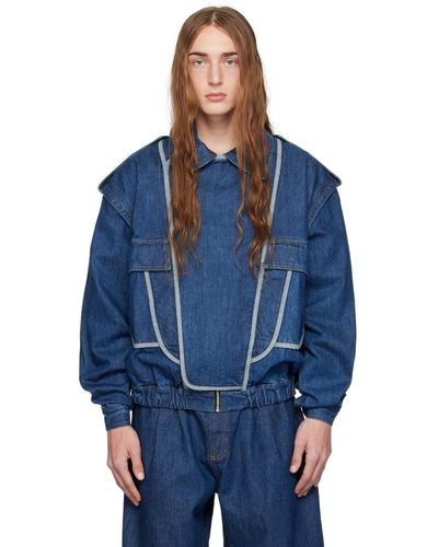 Situationist Detachable Sleeve Denim Jacket - Blue