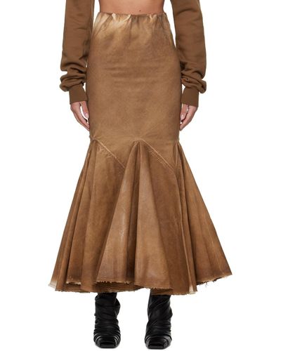 Rick Owens DRKSHDW Divine Bias Denim Maxi Skirt - Brown