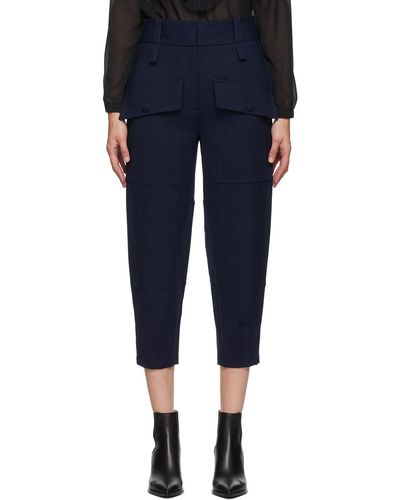 Stella McCartney Navy Wool Cecilia Front Pockets Pants - Blue