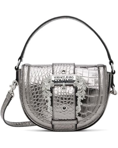 Versace Jeans Couture Grey Croc-embossed Bag - Metallic