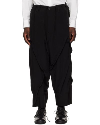 Yohji Yamamoto Pantalon noir à fronces - pour homme