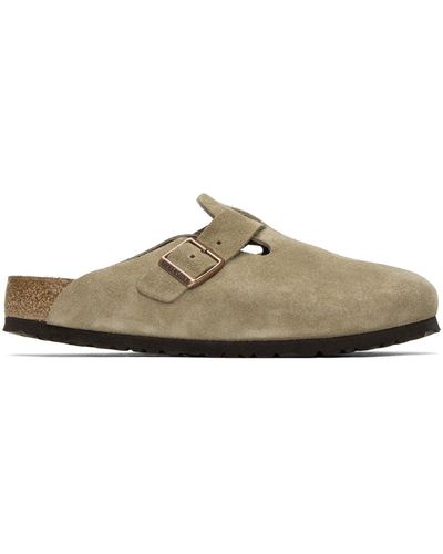 Birkenstock トープ レギュラー Boston Soft Footbed スリッポン - ブラック