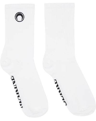 Marine Serre Organic Cotton Rib Ankle Socks - White