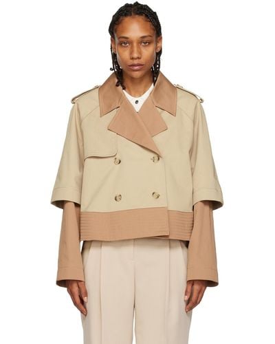 BOSS Beige Double Breasted Jacket - Natural