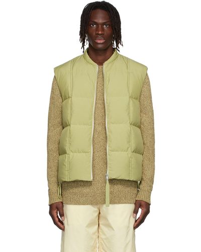 Jil Sander Green Polyester Down Vest - Multicolour
