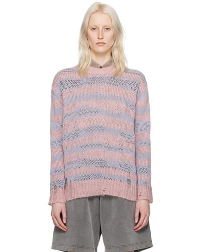 Acne Studios Pink & Purple Distressed Sweater - Black