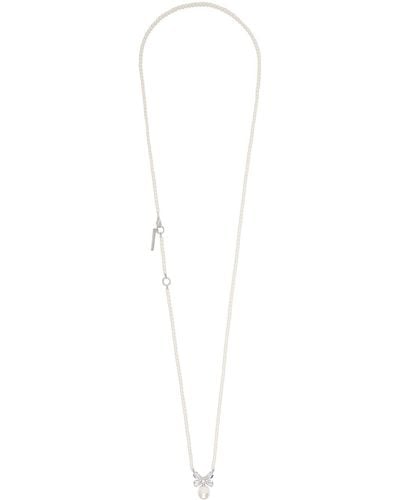 ShuShu/Tong Collier long blanc à perles et à pendentif graphique - Noir