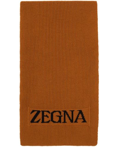 Zegna Logo Scarf - Brown