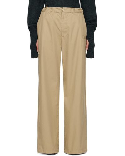 MM6 by Maison Martin Margiela Beige Embroidered Pants - Natural