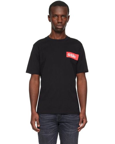 032c T-shirt noir à écusson à logo
