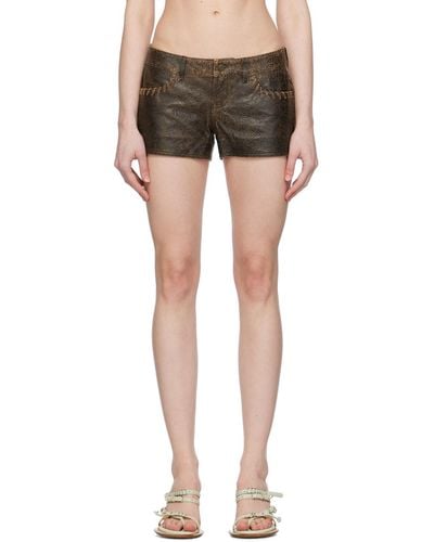 Guess USA Crackle Leather Shorts - Black