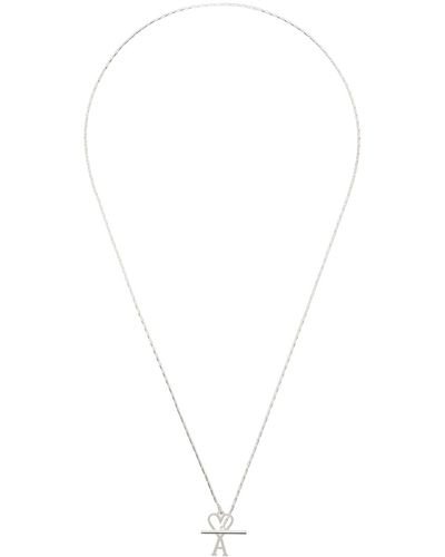 Ami Paris Silver Ami De Cœur Chain Necklace - White