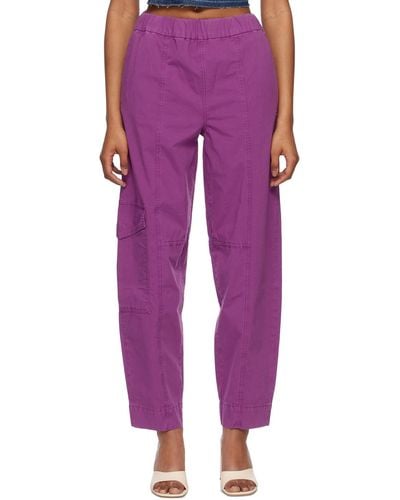 Ganni Purple Elasticized Curve Pants