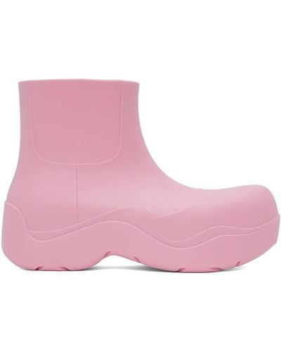 Bottega Veneta Pink Puddle Boots - Black