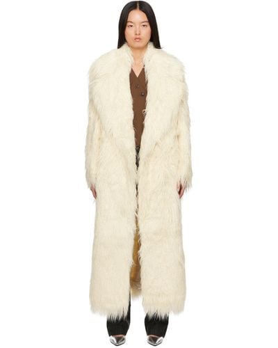 Frankie Shop Off-white Nicole Faux-fur Coat - Natural