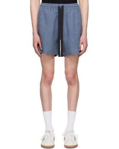 Commas Linen Lounge Shorts - Blue
