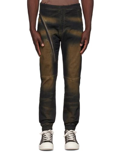 Rick Owens Indigo & Brown Aircut Jeans - Black