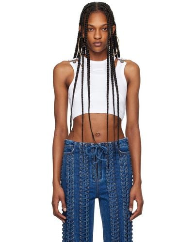 Jean Paul Gaultier ホワイト The Strapped Crop タンクトップ - ブルー