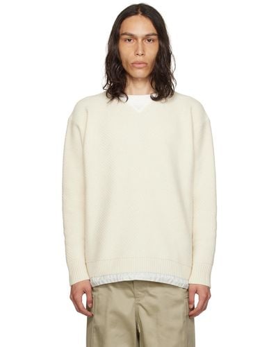 Sacai Off-white Crewneck Sweater - Multicolour