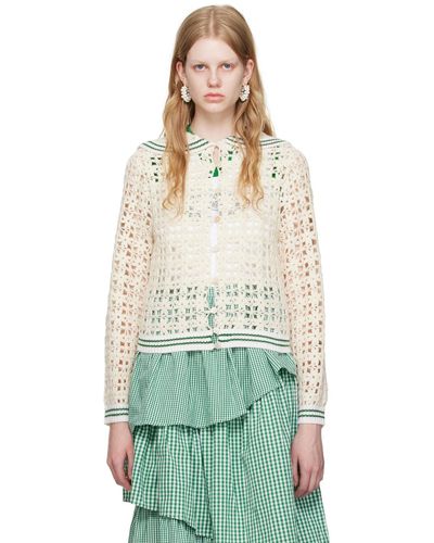 Shrimps Cardigan magic blanc cassé et vert