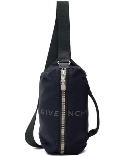 Givenchy Sac-ceinture bleu marine à glissière et à logo g