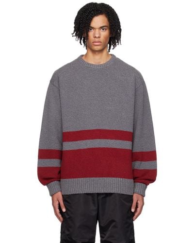 Beams Plus Horizontal Stripe Jumper - Red