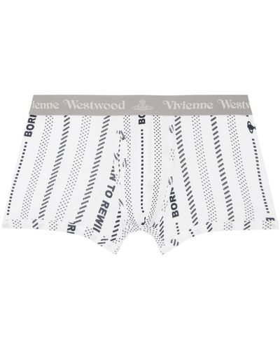 Vivienne Westwood Boxer blanc à rayures et à texte imprimés - Noir