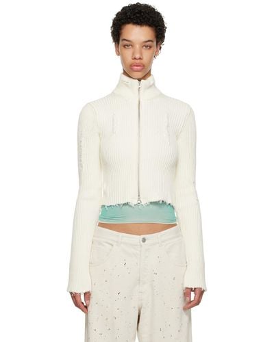 MM6 by Maison Martin Margiela Off-white Distressed Sweater - Multicolor