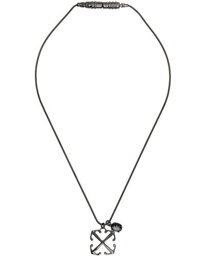 Off-White c/o Virgil Abloh Off- collier gris acier à pendentif à quatre flèches - Noir