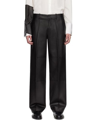 Helmut Lang Creased Leather Trousers - Black