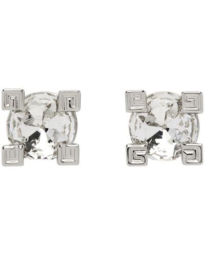 Givenchy Boucles d'oreilles argentées à logo 4gà cristal serti à griffes - Noir