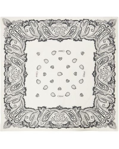 Chloé オフホワイト& バンダナ スカーフ - メタリック