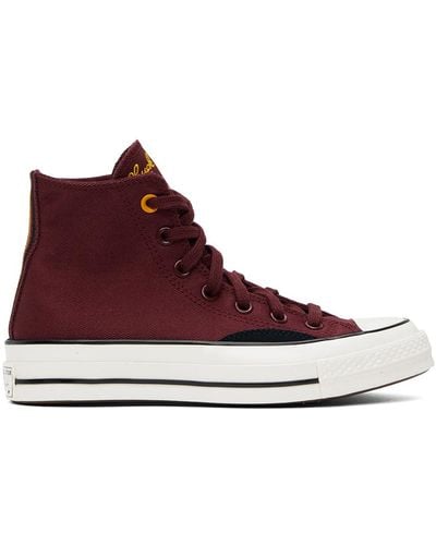 Converse Burgundy & Black Chuck 70 Mixed Materials High Top Sneakers - Red