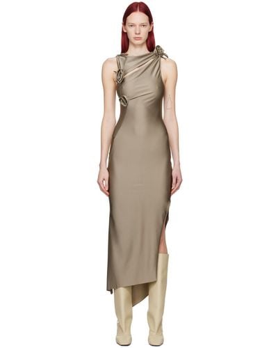 Coperni Taupe Flower Maxi Dress - Black