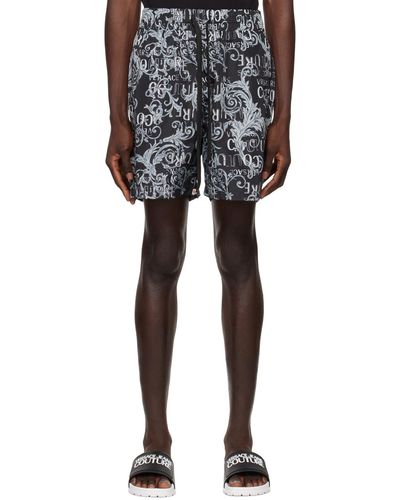 Versace Black & Grey Printed Swim Shorts