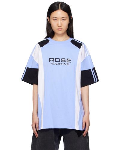 Martine Rose T-shirt bleu à panneaux - Blanc