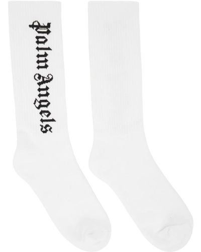 Palm Angels White Gothic Logo Socks