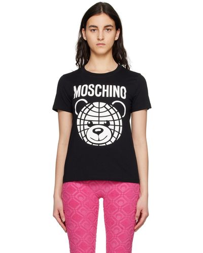 Moschino T-shirt noir à image à logo imprimée - Multicolore