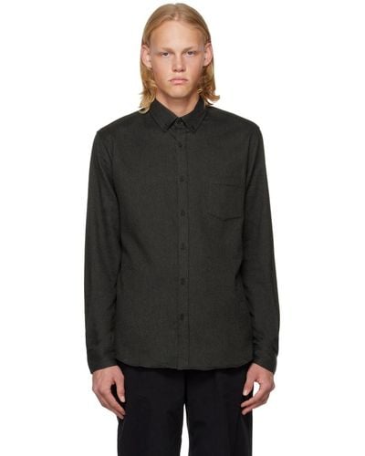 Sunspel Grey Patch Pocket Shirt - Black