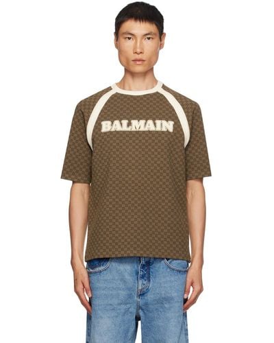 Balmain ブラウン Retro ミニモノグラム Tシャツ - ブラック
