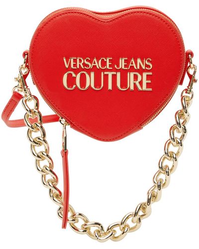 Versace Orange Heart Lock Crossbody Bag - Red