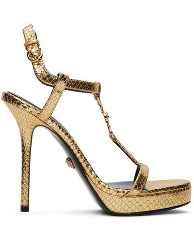 Versace Gold Medusa '95 Metallic Heeled Sandals