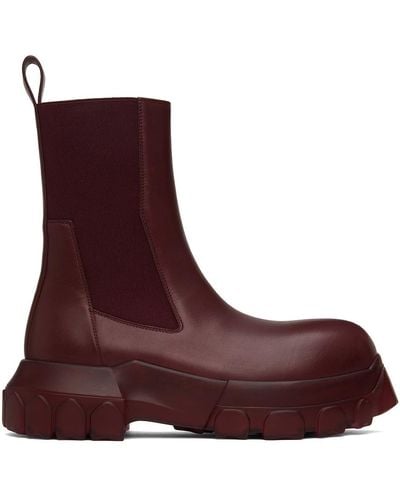 Rick Owens Pink Edfu Beatle Bozo Tractor Chelsea Boots - Red
