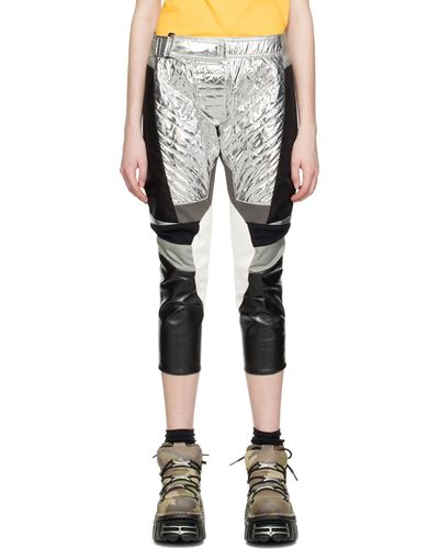 Junya Watanabe Silver & Black Panelled Faux-leather Pants