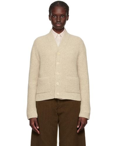 Lemaire Off-white Cropped Cardigan - Natural