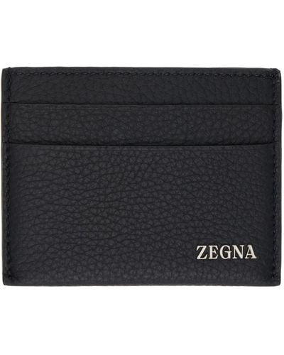 Zegna Porte-cartes noir en cuir