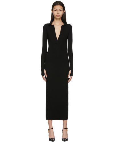 Tom Ford Robe polo noire en laine vierge